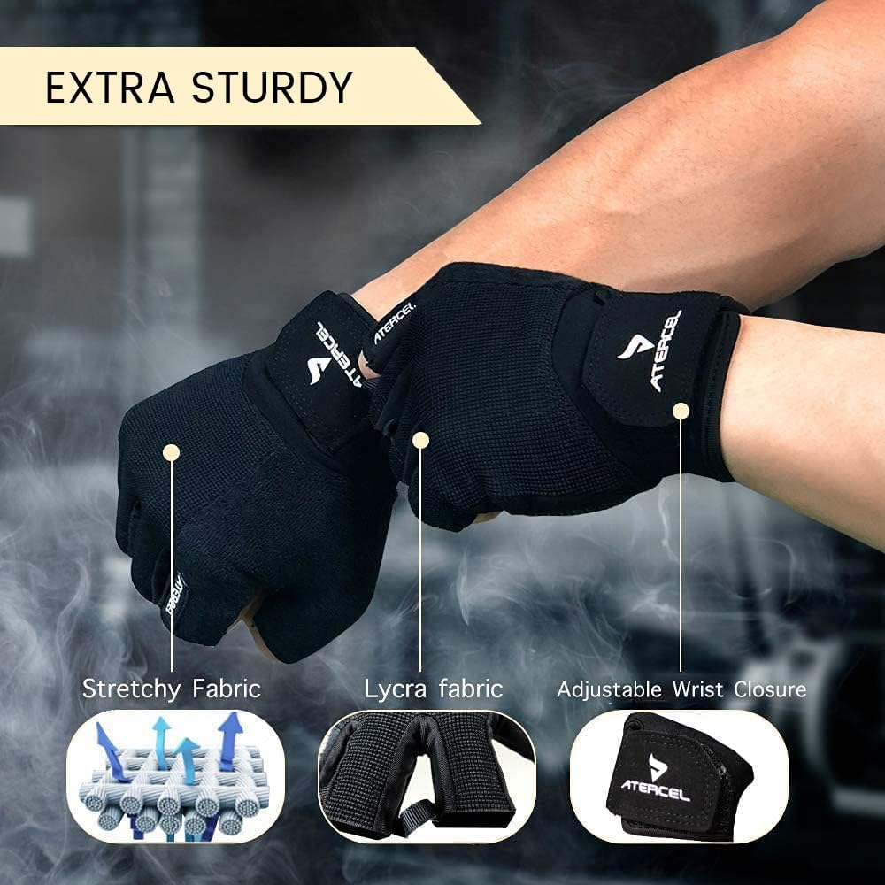 ATERCEL Weightlifting Gloves — Black, Medium
