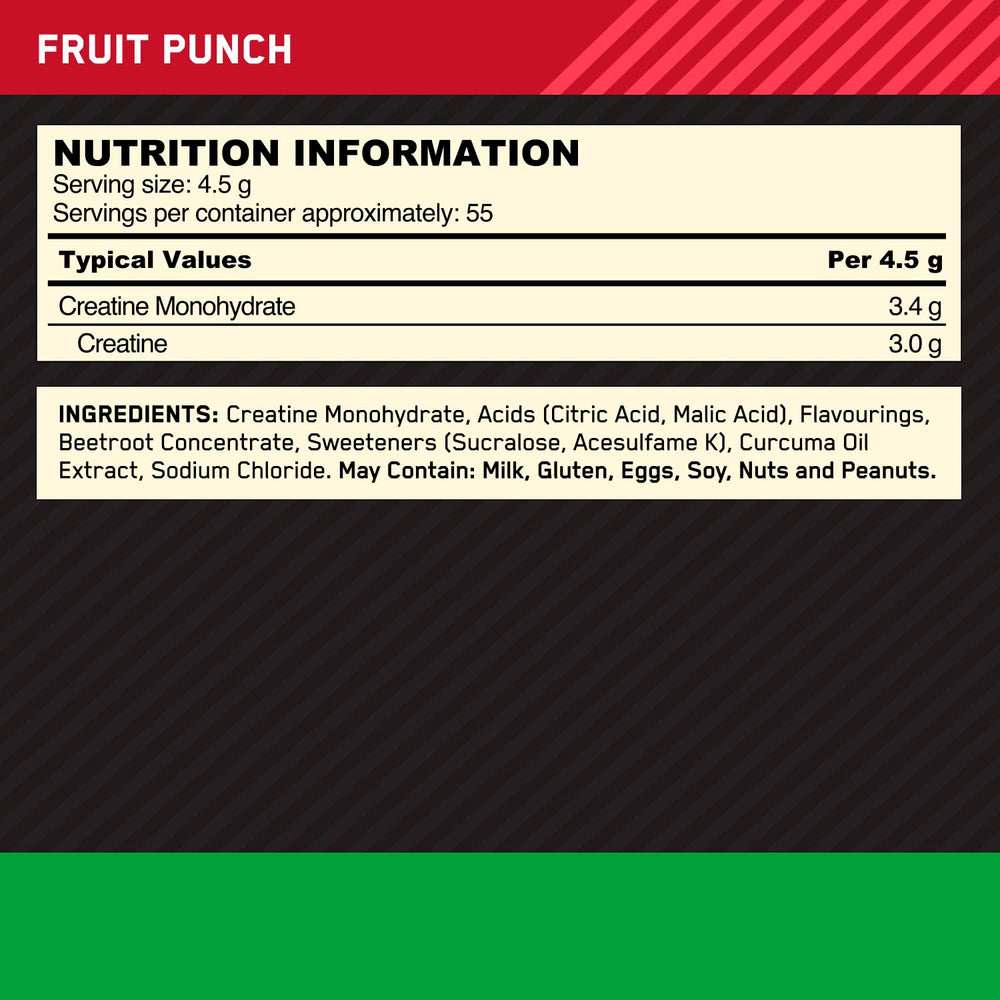 Optimum Nutrition Micronised Creatine — Fruit Punch, 247.5g