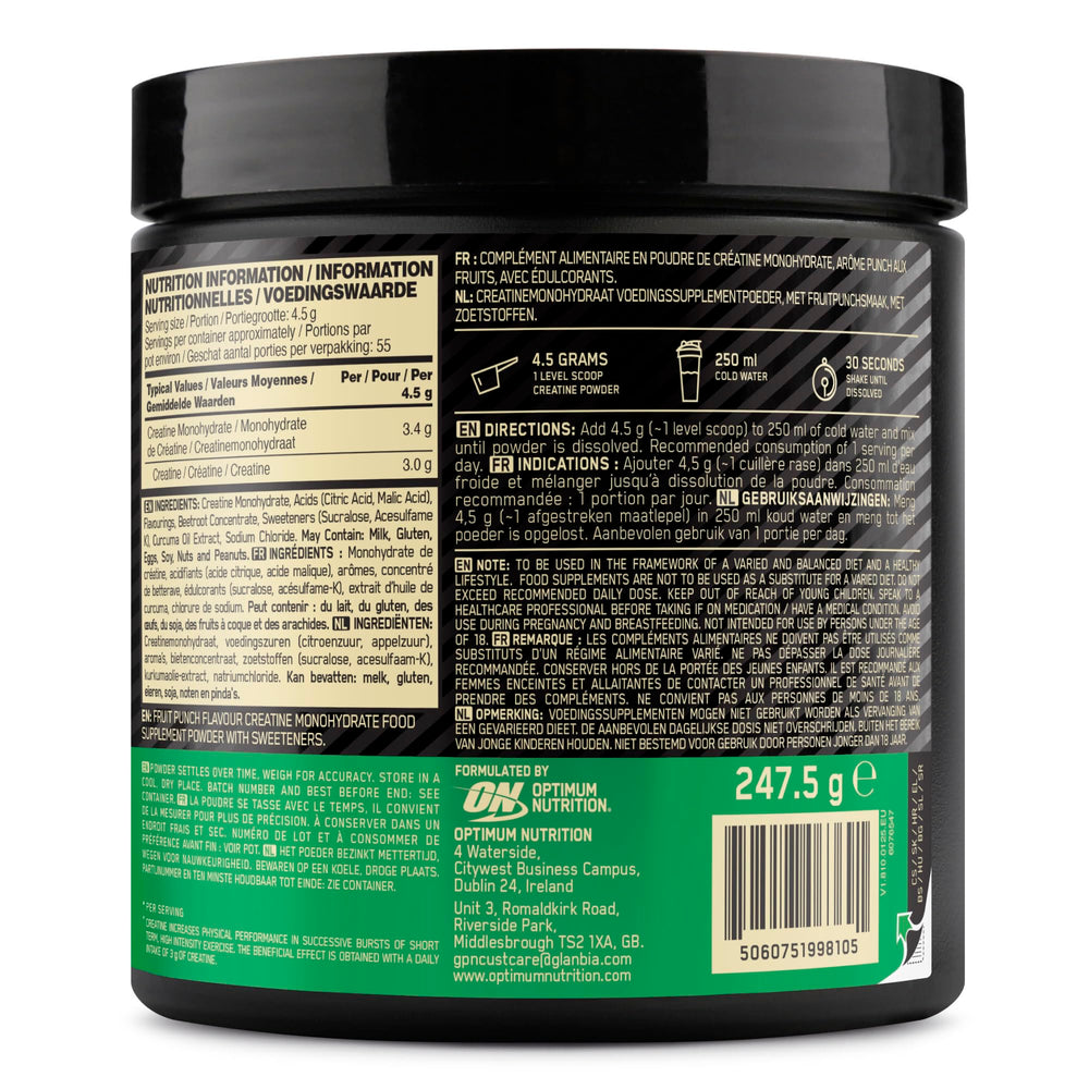 Optimum Nutrition Micronised Creatine — Fruit Punch, 247.5g