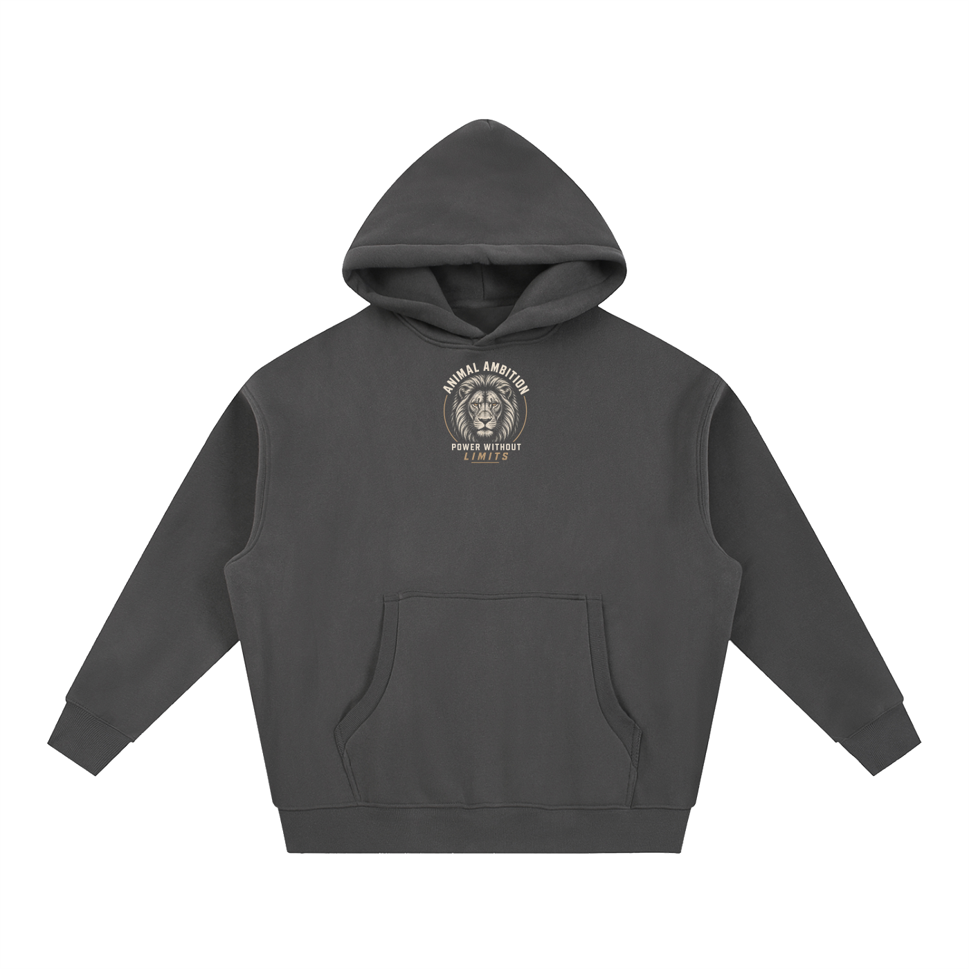 ANIMAL AMBITION Lion Crest Oversized Fleece Hoodie